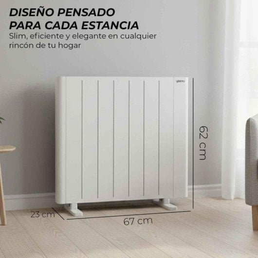 Calefactor de Pared YOEVU Emisor Térmico  Wifi Pantalla Digital Bajo Consumo
