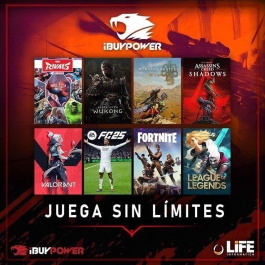 IBUYPOWER Pack Pickaxe Lite AMD Ryzen 5 5600G 16GB 1TB SSD AMD Radeon Windows 11 Pro Monitor 24" IPS Teclado Ratón Gamin