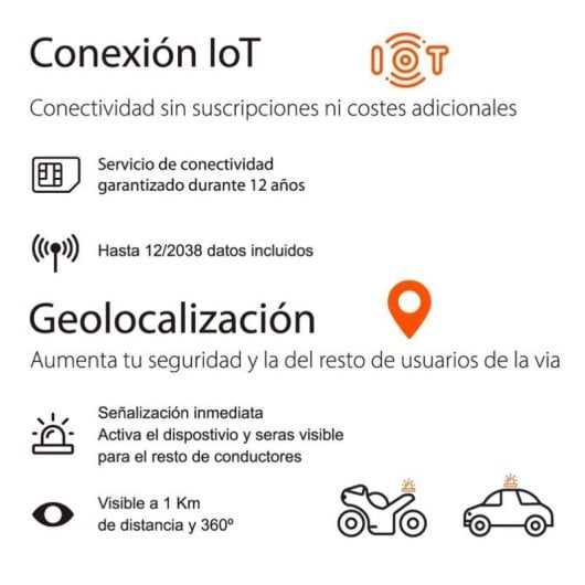 Notfallleuchte EBOX EB2503 V16 IoT DGT-Homologiert Geolokalisiert Magnetfuß Orange
