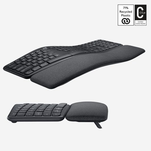 Teclado Logitech ERGO K860 semimecánico inalámbrico Layout US ergonómico con reposamuñecas