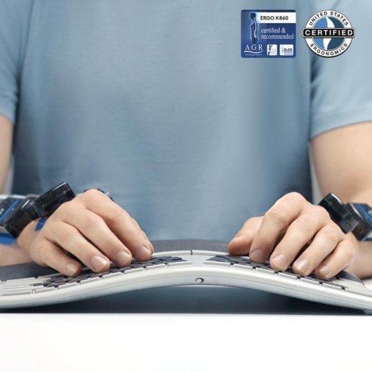 Teclado Logitech ERGO K860 semimecánico inalámbrico Layout US ergonómico con reposamuñecas