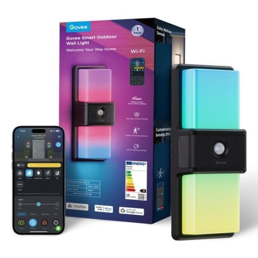 Luz de parede inteligente Govee H7078 Wi-Fi Bluetooth LED IP65 exterior preto