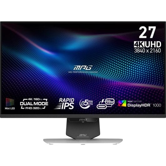 Monitor MSI MPG 274URDFWDE 27" UltraHD 4K 160Hz IPS 0,5 ms HDR1000 Schwarz Weiß