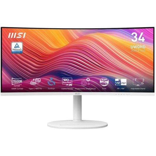 Monitor MSI Modern MD342CQPWDE 34" UltraWide Quad HD 120Hz VA Curvo Blanco Altavoces 4 ms