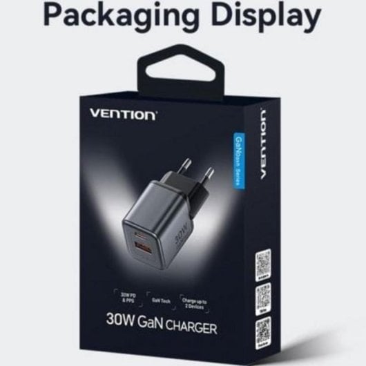 Caricatore GaN Vention FEWH0-EU 30W USB-C USB-A Ricarica rapida PD PPS