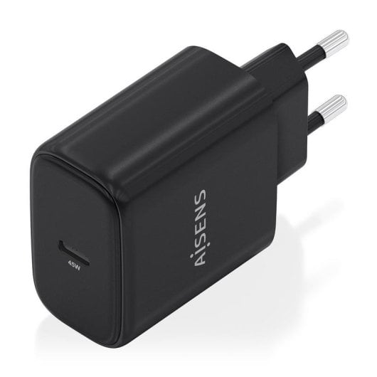 Cargador USB-C Aisens A110-0970 GaN 45W carga rápida inteligente negro