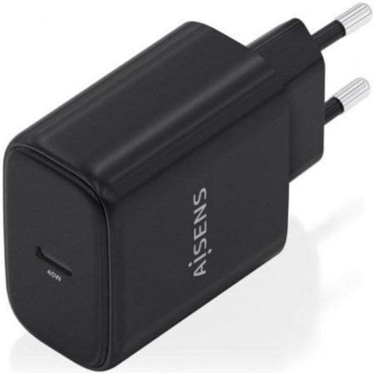 Cargador USB-C Aisens A110-0970 GaN 45W carga rápida inteligente negro