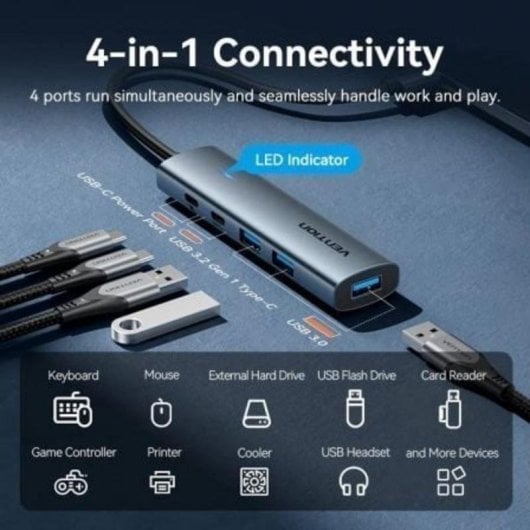 Hub Vention 5 ports 5 Gbps TGXHB aluminium USB 3.2 PD