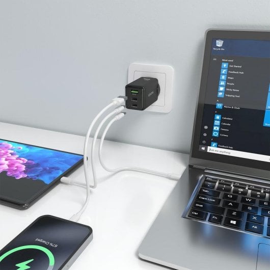 Caricatore GaN Aisens ASCH-65W3P073-BK 65W 2xUSB-C 1xUSB-A Nero Ricarica Rapida