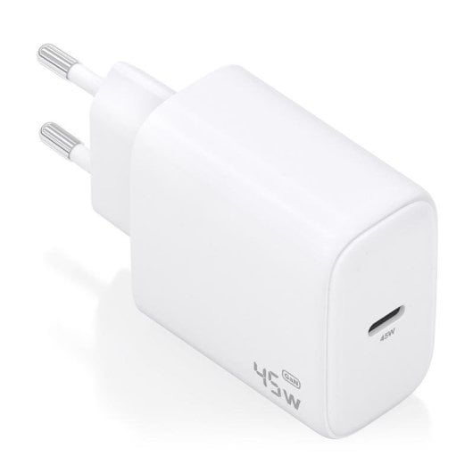 Cargador GaN Aisens A110-0969 USB-C 45W Blanco carga rápida y protección avanzada