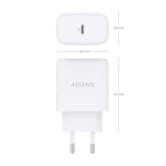Cargador GaN Aisens A110-0969 USB-C 45W Blanco carga rápida y protección avanzada