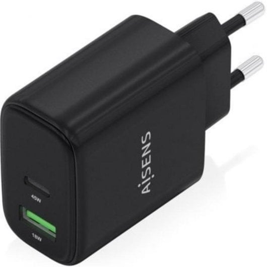 Ladegerät Aisens A110-0972 GaN 45W 1xUSB-C PD3.0 QC4.0 1xUSB-A QC3.0 Schwarz