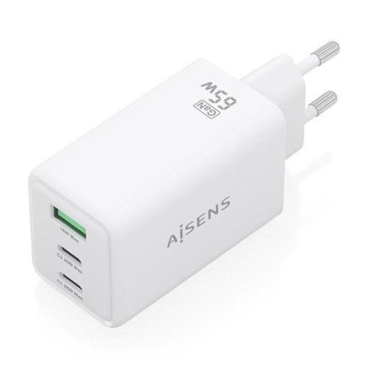 Ladegerät Aisens ASCH-65W3P072-W GaN 65W 2xUSB-C 1xUSB-A Weiß Schnellladung