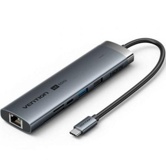Estación de acoplamiento Vention TGUHB USB-C 8-en-1 4K 100W Gris