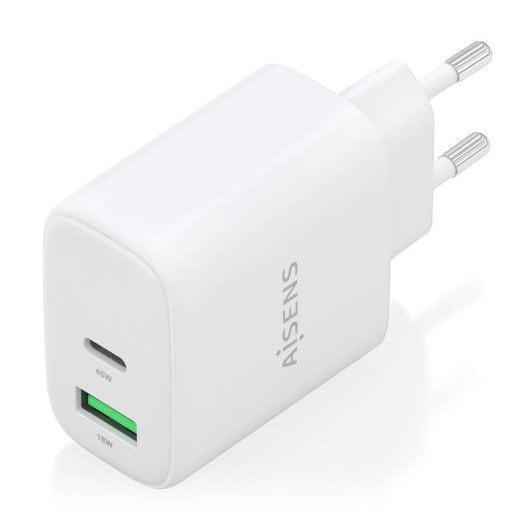 Cargador Aisens A110-0971 GaN 45W USB-C y USB-A QC3.0 Blanco