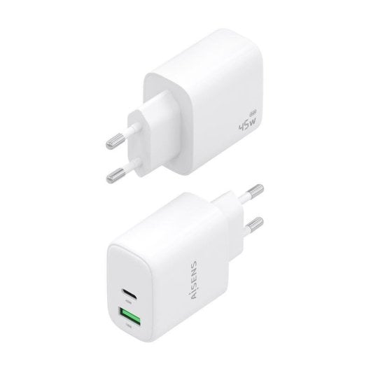 Cargador Aisens A110-0971 GaN 45W USB-C y USB-A QC3.0 Blanco