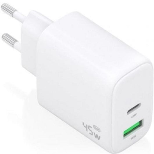 Cargador Aisens A110-0971 GaN 45W USB-C y USB-A QC3.0 Blanco