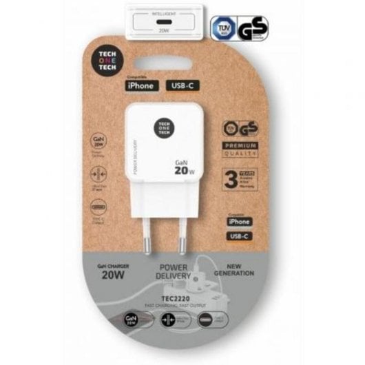 Wandladegerät Tech One Tech GaN TEC2230 20W USB-C Power Delivery Weiß