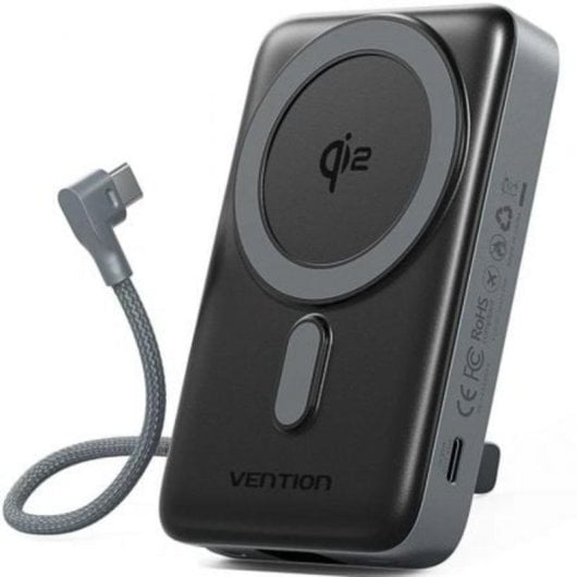 Powerbank Vention FKH 10000mAh 35W Wireless Grau USB-C Kabel Qi2