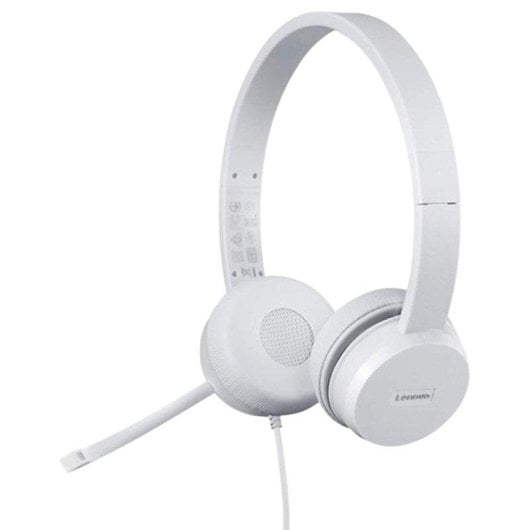 Auriculares Lenovo 110 con cable USB tipo A para oficina y call center gris nube