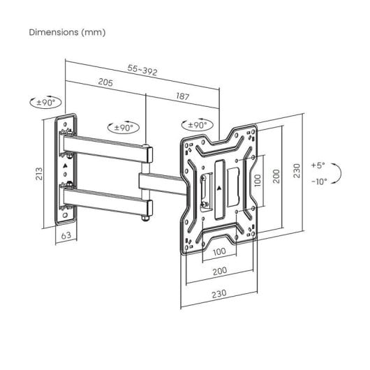Soporte para TV Aisens WT43TSE-413 eco giratorio inclinable 23-43" hasta 30 kg acero negro