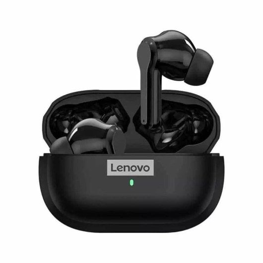 Auriculares Lenovo LP1s inalámbricos Bluetooth con reducción de ruido, control táctil y estuche de carga USB-C blancos