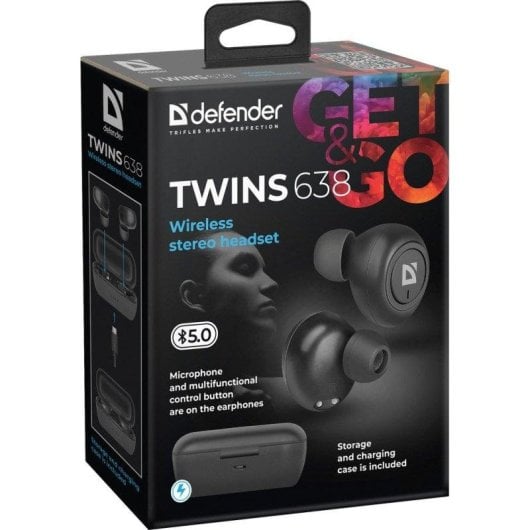 Auriculares Defender Twins 638 Inalâmbricos Bluetooth Chamadas/Música Intra-auricular Preto