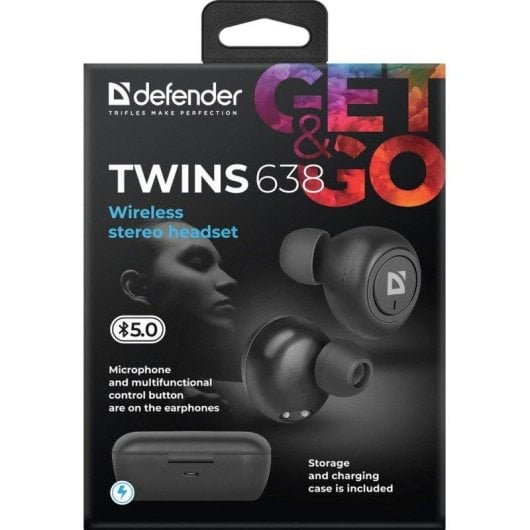 Auriculares Defender Twins 638 Inalâmbricos Bluetooth Chamadas/Música Intra-auricular Preto