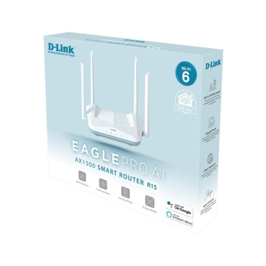 Router D-Link R15/E Eagle Pro AI WiFi 6 AX1500 Doble Banda Mesh IA