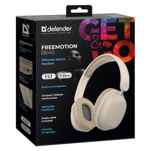 Auriculares Defender Freemotion B640 Inalámbricos Bluetooth Universal Circumaural Bege