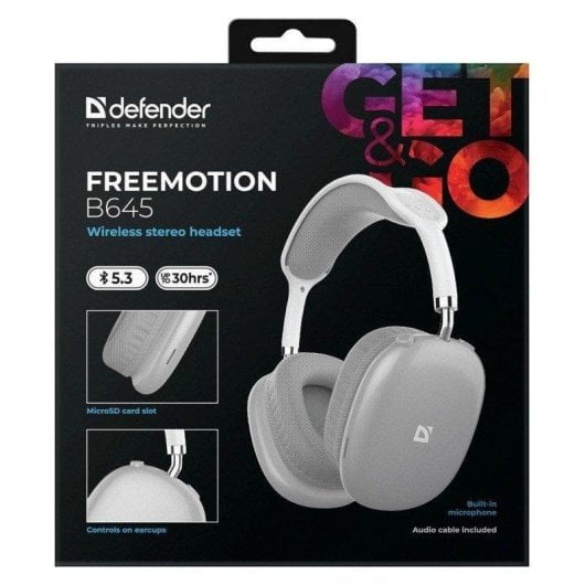 Auriculares Defender Freemotion B645 Wireless Bluetooth Universal Circumaural Cinzento