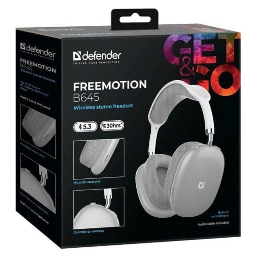 Auriculares Defender Freemotion B645 Wireless Bluetooth Universal Circumaural Cinzento