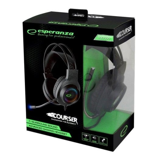 Auriculares Esperanza Egh7100 con cable USB Gaming Diadema LED RGB Negros