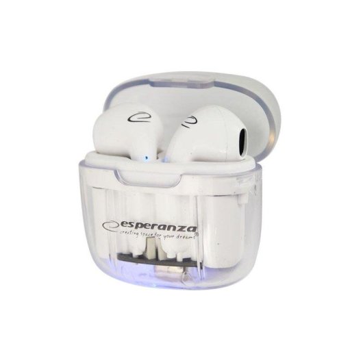 Auriculares Esperanza EH237W inalámbricos Bluetooth para viajes, control táctil, color blanco