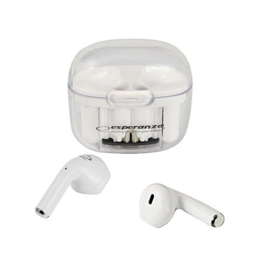 Auriculares Esperanza EH237W inalámbricos Bluetooth para viajes, control táctil, color blanco