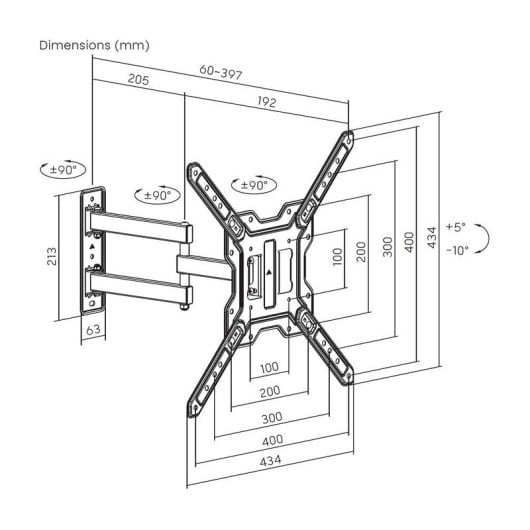Soporte para TV Aisens WT65TSE-417 giratorio e inclinable acero hasta 65" 30 kg