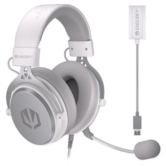 Auriculaires ENDORFY VIRO Plus USB Onyx White filaires USB/Jack pour musique et quotidien, microphone amovible, blanc