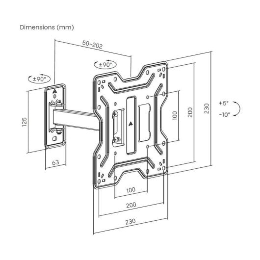 Soporte de TV Aisens WT43TSE-411 Pared Inclinable Giratorio 23-43" Acero Negro 30 kg