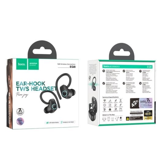 Auriculares Hoco Eq8 Pure Joy Inalámbricos Bluetooth para Chamadas e Música Pretos