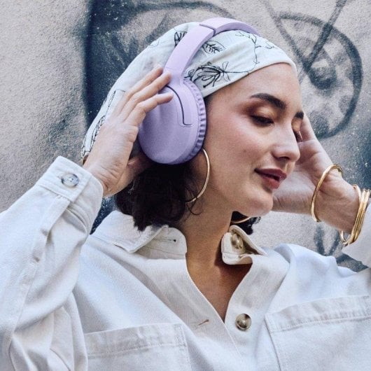 Auriculares Energy Sistem Lavender Rizz inalámbricos Bluetooth con Deep Bass, batería 50h, multipunto y micrófono, diseñ