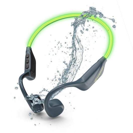 Auriculares Energy Sistem Vibewave sem fios Bluetooth 5.4 para desporto, condução óssea, microfone, multiponto, resistência IPX5, luz LED, pretos