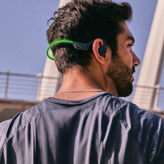 Auriculares Energy Sistem Vibewave sem fios Bluetooth 5.4 para desporto, condução óssea, microfone, multiponto, resistência IPX5, luz LED, pretos