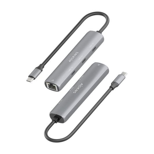 Dock USB-C Aisens ASUC-4P041-GR Ethernet Gigabit y Hub 3xUSB-C Gris 15 cm