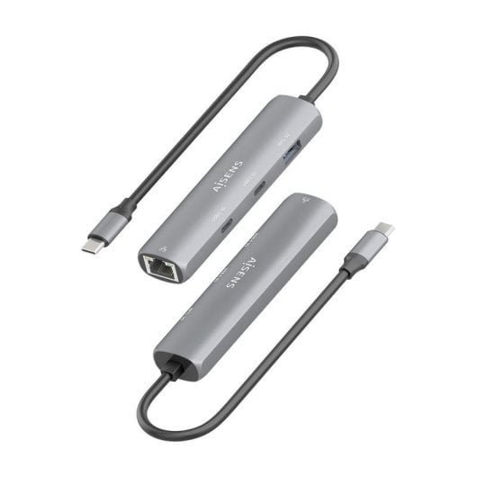 Dock USB-C Aisens ASUC-4P040-GR Ethernet Gigabit 2xUSB-C 1xUSB-A 15cm Cinzento