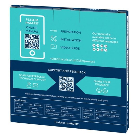 Kühlung Luft Arctic 120 mm P12 Slim PWM PST Schwarz High Airflow