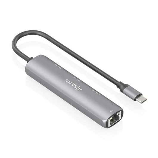 Station d'accueil Aisens ASUC-4P039-GR USB-C Ethernet Gigabit 2xUSB-A 1xUSB-C Gris 15cm