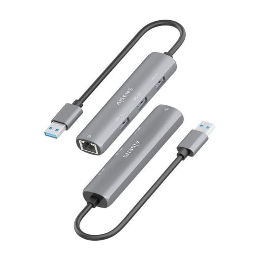 Hub USB Aisens ASUC-4P034-GR 3xUSB-A 1xRJ45 Gigabit Grigio 15cm