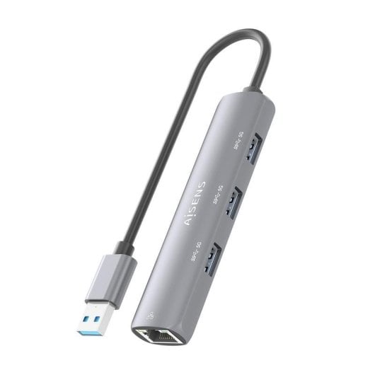 Hub USB Aisens ASUC-4P034-GR 3xUSB-A 1xRJ45 Gigabit Grigio 15cm