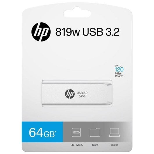 Unidad flash USB HP HPFD819W-A-64 64 GB USB 3.2 Gen 2 Deslizable Plata