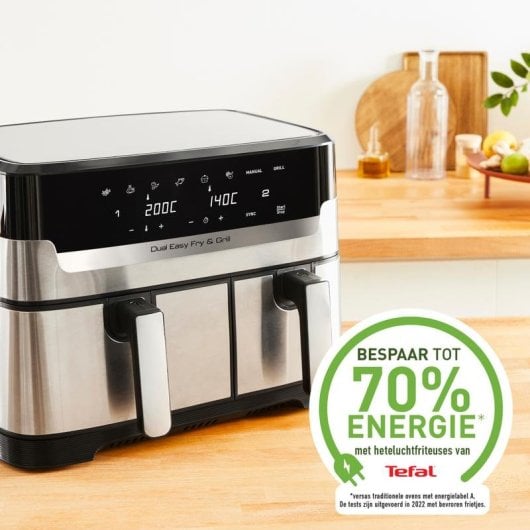 Fritteuse Heißluft Tefal Dual Easy Fry & Grill EY905D 8,3L 2700W Doppelkammer LCD Touch
